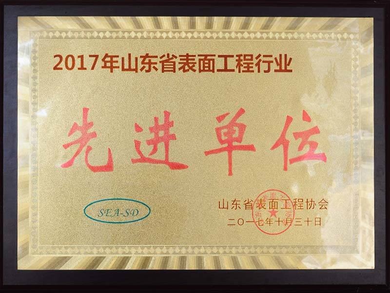 2017年山東省表面工程行業(yè)先進單位